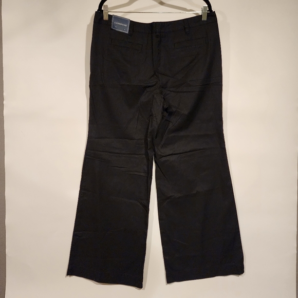Lands' End NWT Wide Leg Weekend Chino Trousers Black Slant Pocket Pants Classic - Picture 4 of 13